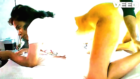 Indian girl yoga workout with a hot yoga instructor