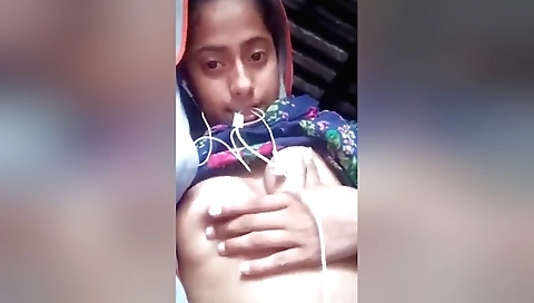 Sexy amateur brunette in sexy lingerie shows her hairy pussy