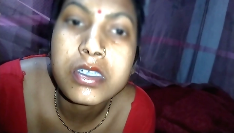 Bhabhi with hairy pussy and big boobs gets facialized