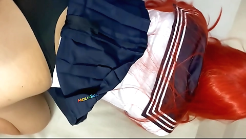 Indian redhead with a nice ass gets her lover's dick in her mouth