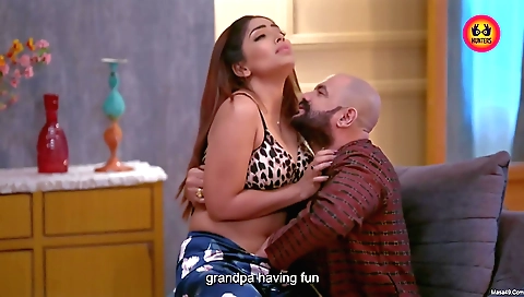 Busty brunette milf with big natural boobs on a bed