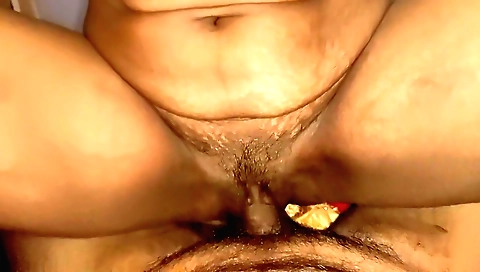 Indian cowgirl on the bed gets her hairy pussy fucked