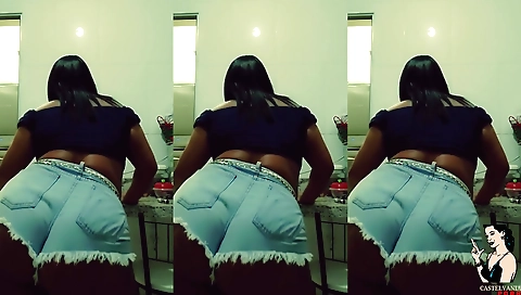 Sexy brunette in the amateur video shows off her body