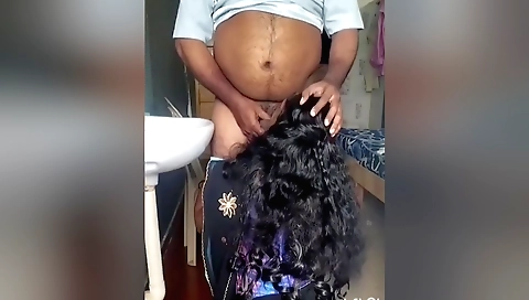 Busty lady has nice lips and gets her mouth fucked deep in her pussy