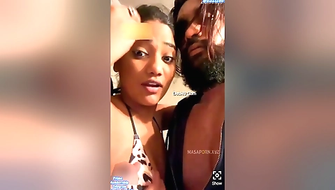 Two guys suck a big blonde ass from behind on webcam