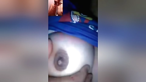 Sexy indian girl with huge boobs shows her breasts on a web cam