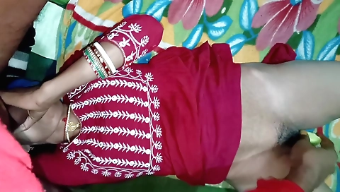 Indian hottie with hairy pussy is trained for a threesome