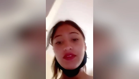 Brunette amateur beauty is in the shower in solo video