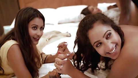 Horny indian MILF gets fucked by a group of busty step-friends