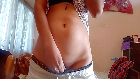 Masturating girl with small tits 18 years old on webcam