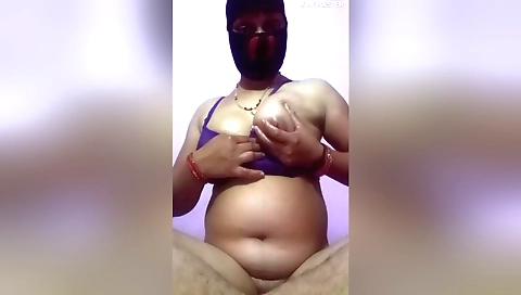 Indian beauty in pink oil bottle enjoys a hairy pussy