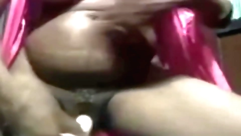 Indian girl with hairy breasts masturbates with a dildo