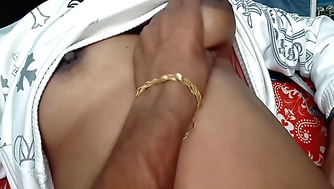 Bhabhi fingers her hairy pussy with a big black cock