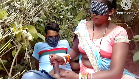 Indian brunette is getting nailed in the jungle by her boyfriend