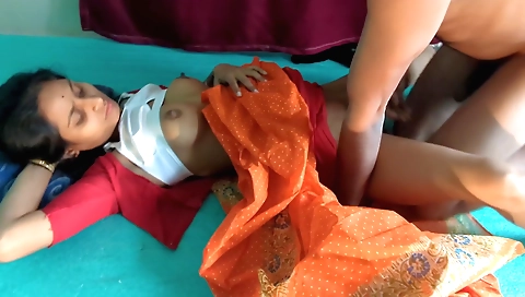 Indian girl with a shaved pussy and a shaved butt on a chair