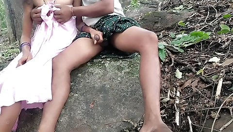 Girl in sexy clothes gets fucked in forest outdoors