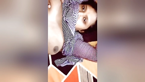 Horny brunette in her black blouse with cum on her face