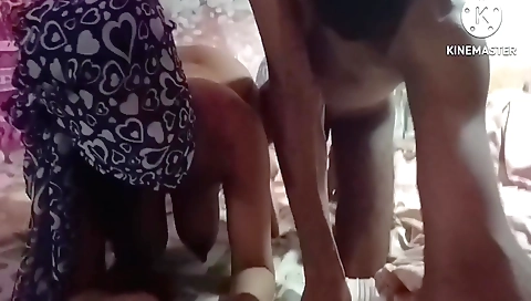 Indian brunette gets fucked by a big cock in her hairy pussy