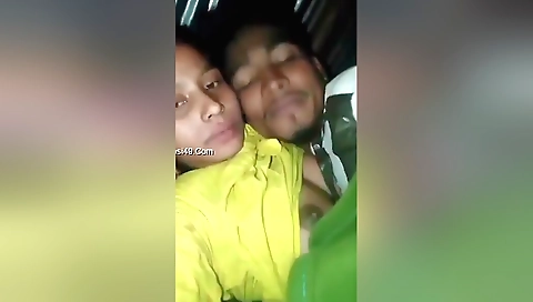 Amateur brunette with big tits takes a hot blowjob