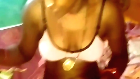 Busty blonde in stockings and black socks in solo video