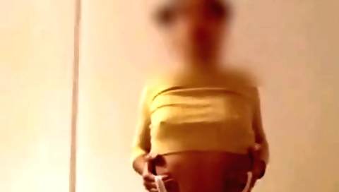 Sexy brunette with small tits shows her naked body