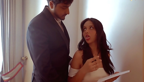 Stepfather teaches a lovely brunette how to do sex