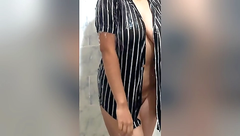 Busty indian babe is in the shower in her favorite place