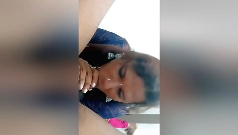 Indian teen with small tits and a hairy pussy suck his cock