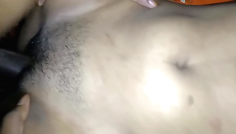Amateur hairy girl with hairy pussy sucking her pussy